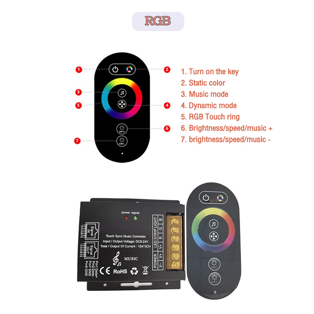 Bộ Điều Khiển Độ Sáng Đèn Led Dây Dc 5-24v 12a 18a Rf6