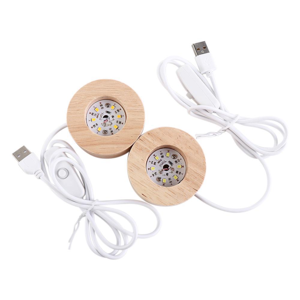 Giá Đỡ Đèn Ngủ Hình Tròn Bằng Gỗ Ngà / Trắng Điều Khiển Từ Xa