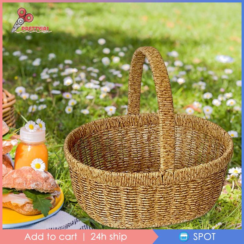 [Prettyia1] Giỏ Đan Bằng Tay Đựng Đồ Dùng Gia Đình / Kỳ Nghỉ