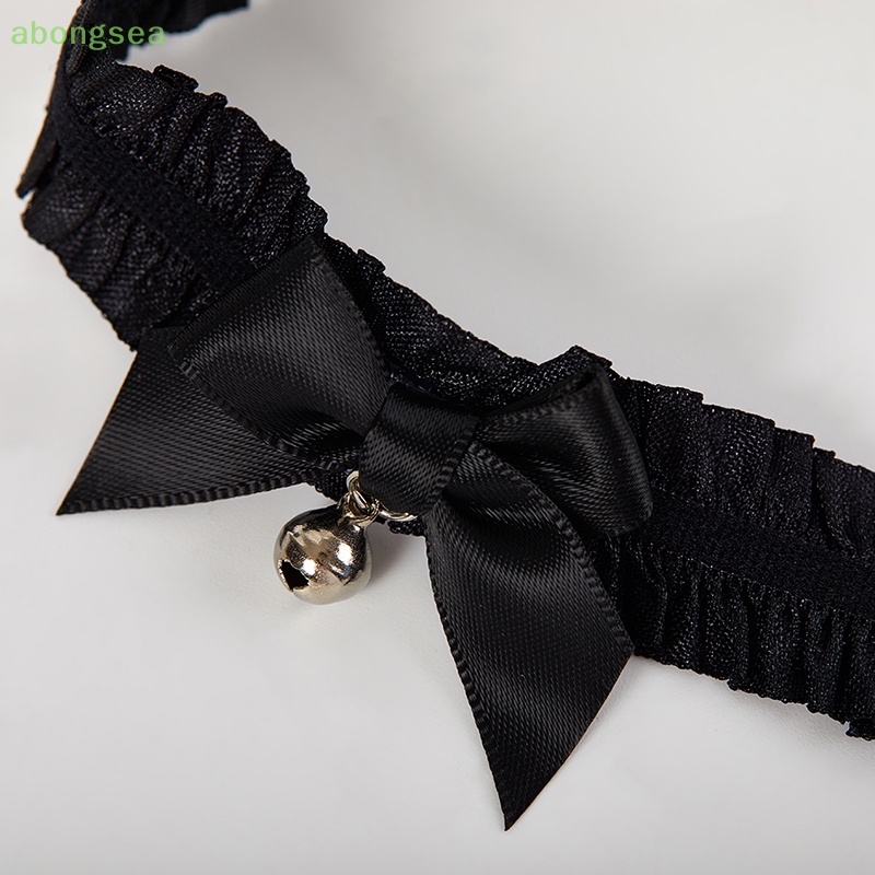 Abongsea Đai Nịt Bít Tất Ren Co Giãn Đính Nơ Phong Cách Gothic