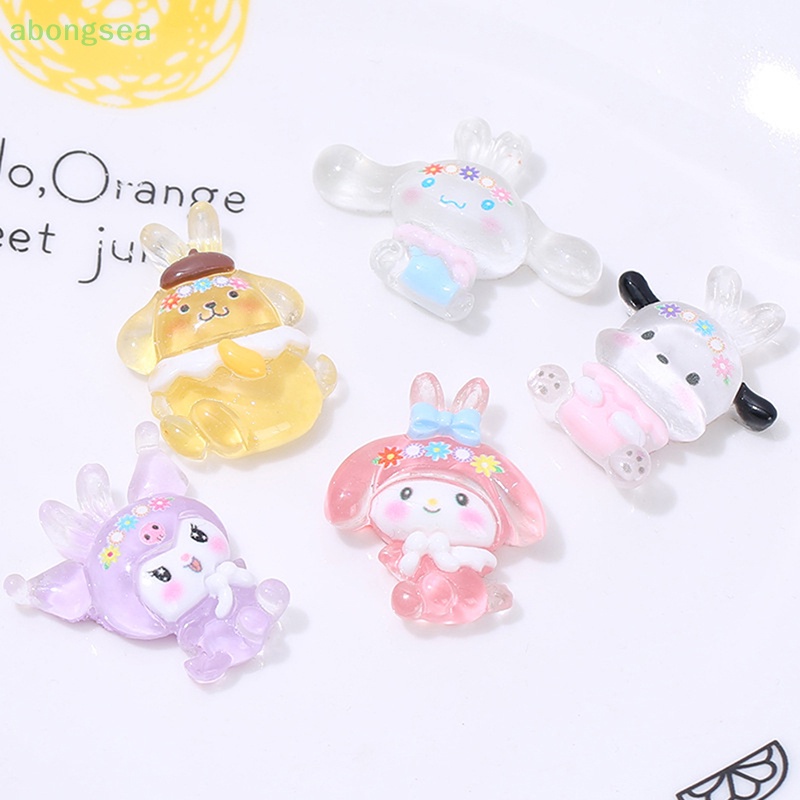 Bộ 5 Miếng Dán Trang Trí Điện Thoại Hình Bông Hoa Mini Bằng Resin Dạ Quang DIY