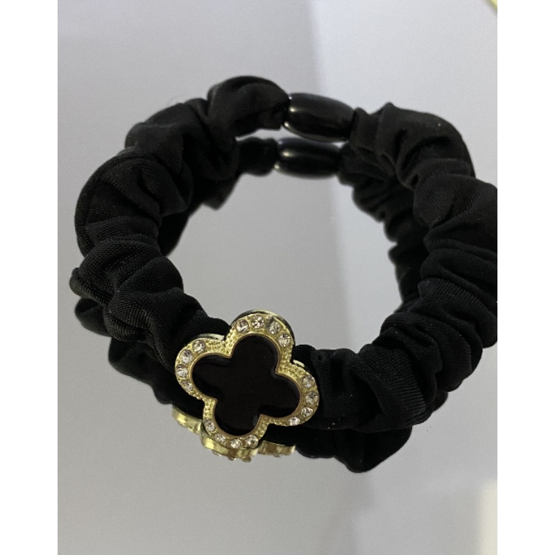 Dây Cột Tóc Cao Su Co Giãn Màu Đen Đơn Giản Phong Cách Hàn Quốc Cho Nữ