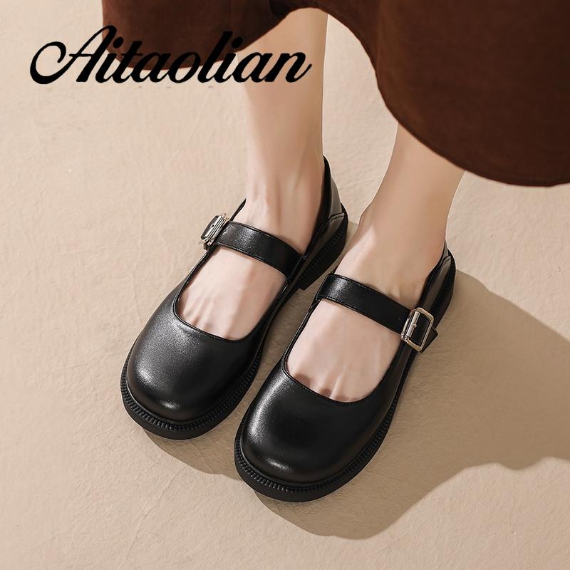 Giày Lười Da 3cm Phong Cách vintage Thời Trang Cho Nữ