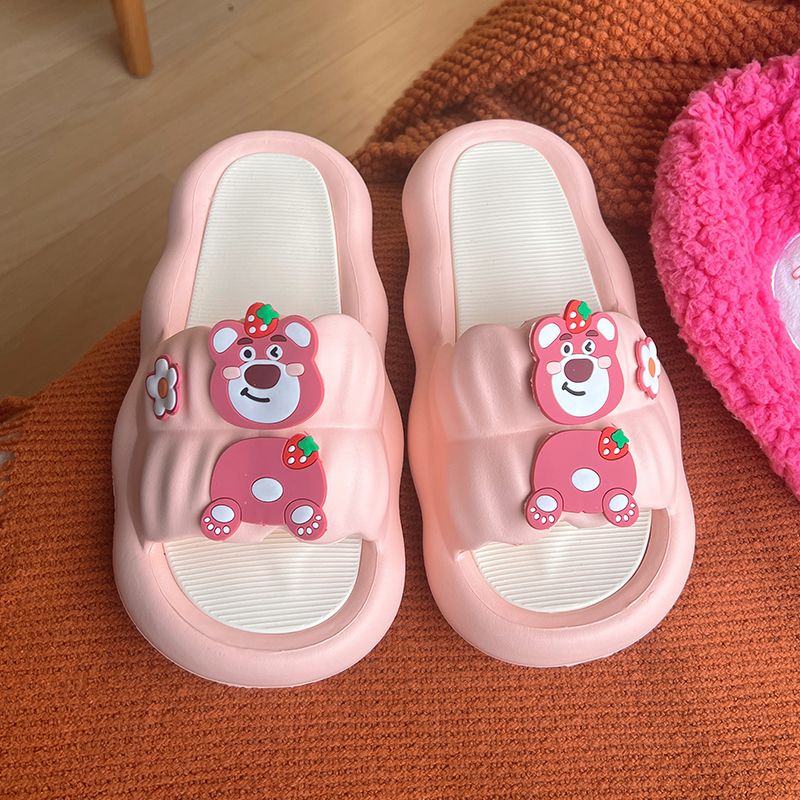 Dép Đi Trong Nhà / Ngoài Trời Dày Dặn Thoải Mái Họa Tiết Gấu Hoạt Hình Tiêu Chuẩn