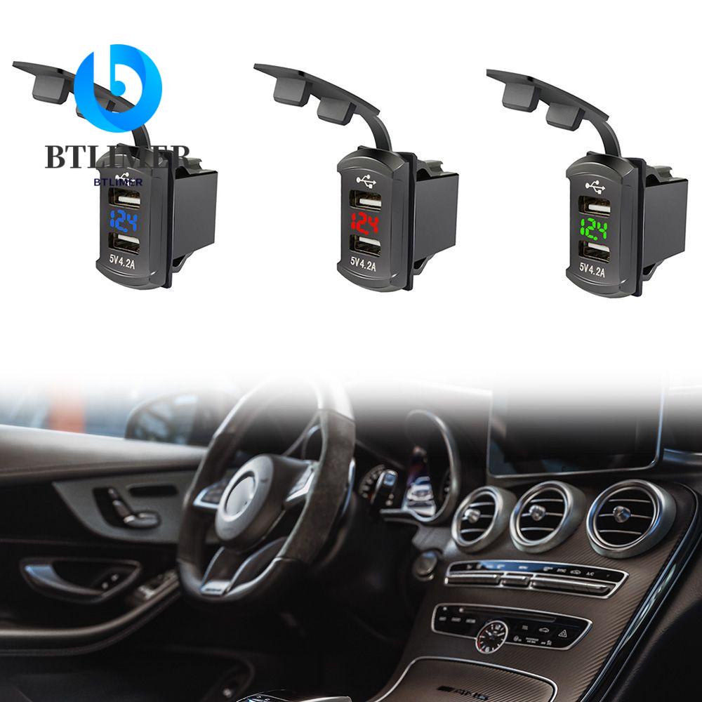 Ổ Cắm Sạc Hai Cổng USB Có Đèn LED Chống Nước Cho Xe Hơi