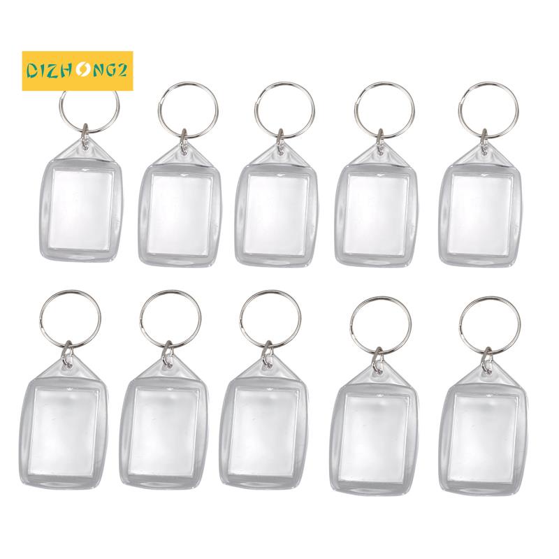 10x Chìa khóa trống bằng nhựa Acrylic trong suốt Chèn ảnh hộ chiếu Móc khóa Keyfob