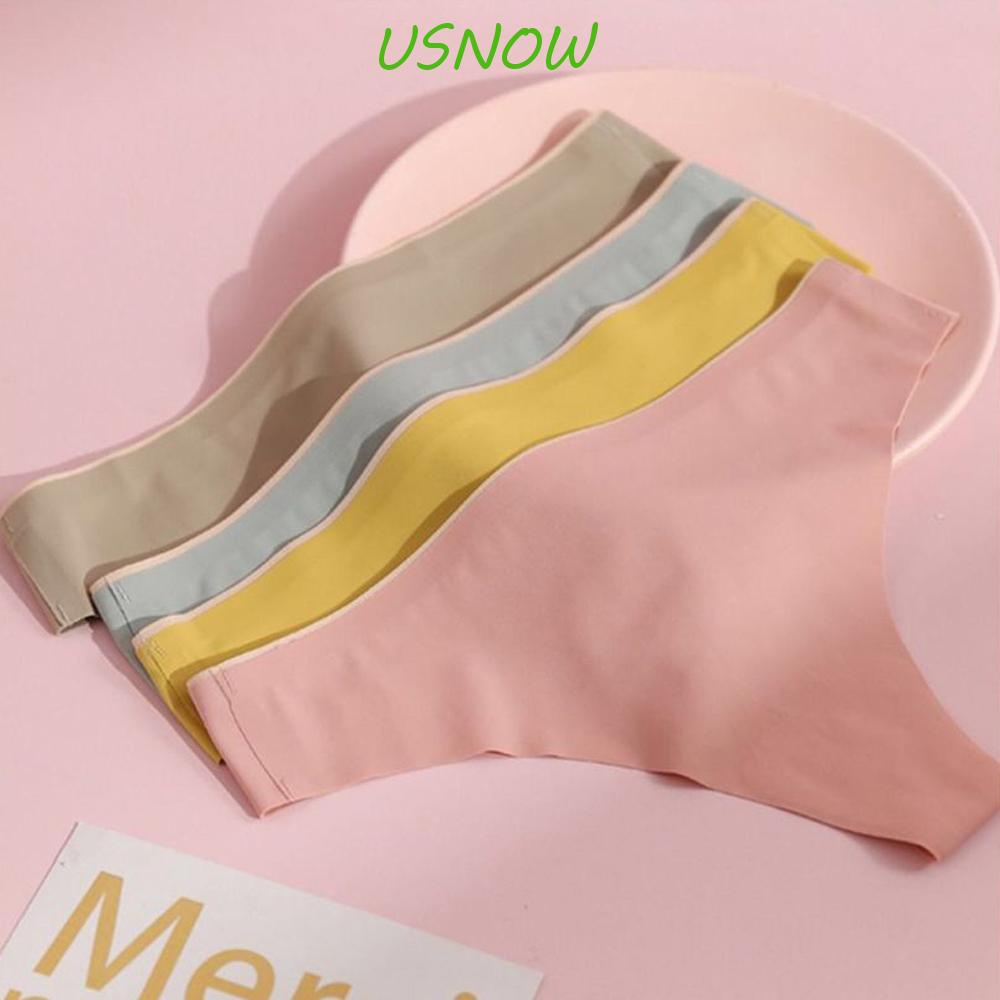 Quần Lót Lọt Khe Vải Lụa Satin Không Đường May Màu Trơn Thời Trang Cho Nữ