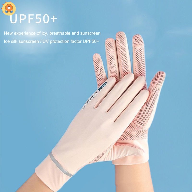 Găng Tay Lái Xe Hở Ngón Chống Nắng UV Vải Lưới Mỏng Phối Ren Có Thể Chạm Màn Hình Cảm Ứng LKZBR HYJP2