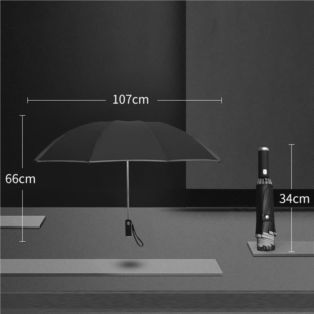 Dù Tự Động 12 Ribs Có Đèn LED Kẻ Sọc Phản Quang Ban Đêm Cho Nam Và Nữ