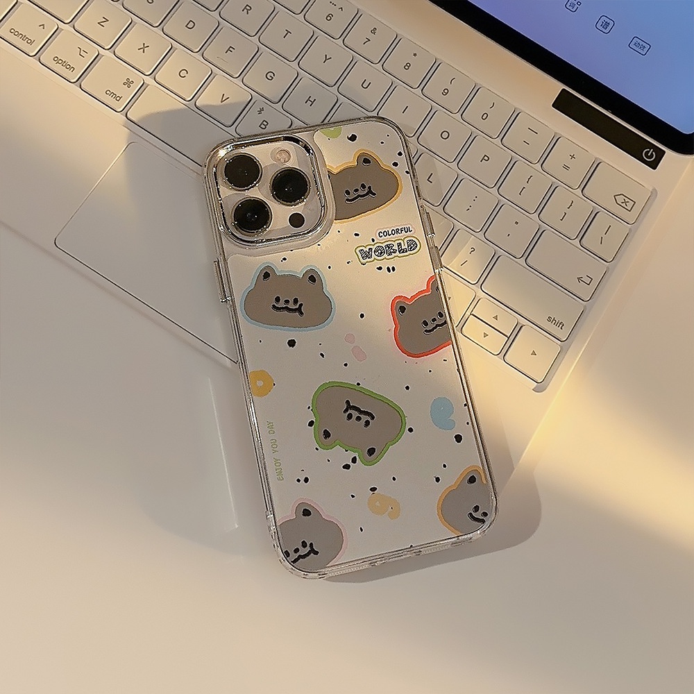 Ốp Điện Thoại Mặt Gương Trong Suốt Hình Mèo Dễ Thương Cho Iphone 14 11 12 13 PRO MAX At02766