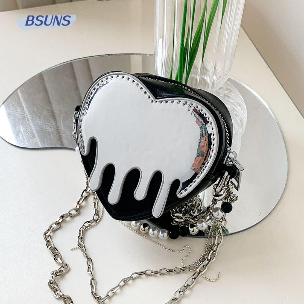 Túi Xách Dây Xích Hình Trái Tim Màu Sáng Dễ Thương Cho Nữ