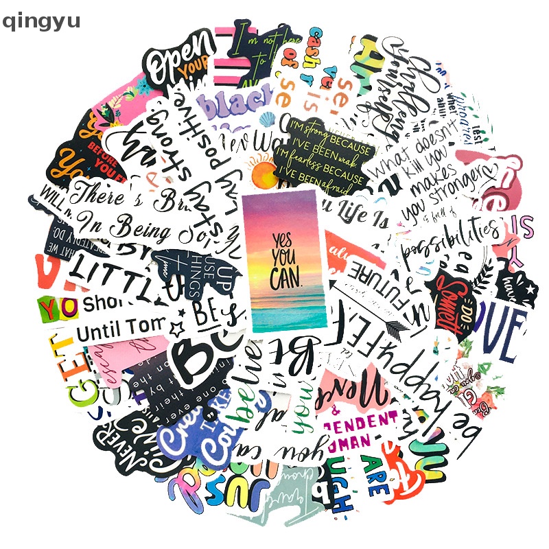 Set 100 Miếng Dán Chữ Tiếng Anh Trang Trí Ván Trượt / Guitar / Laptop