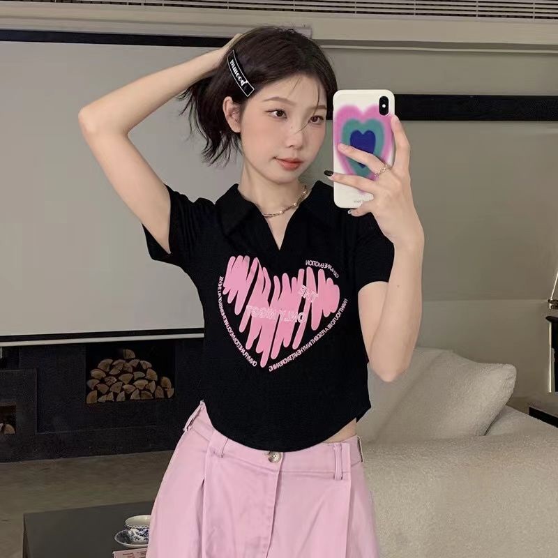 Áo Sơ Mi Cổ Polo Kiểu Hàn Quốc Thiết Kế Bất Đối Xứng Thời Trang Cho Nữ