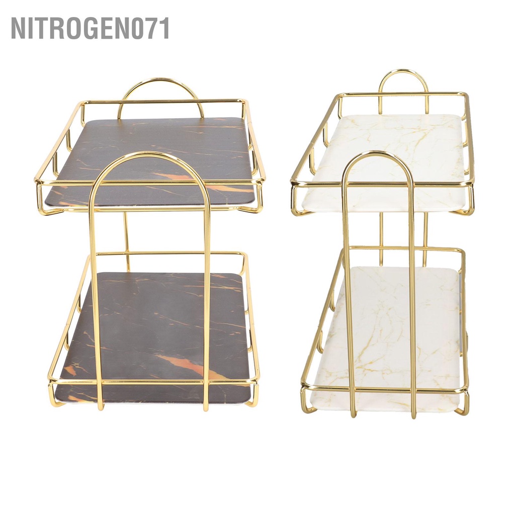 Nitrogen071 Kệ Nhà Tắm 2 Tầng Mặt Bàn Đứng Có Vách Ngăn Đựng Mỹ Phẩm Giá Đỡ Vàng