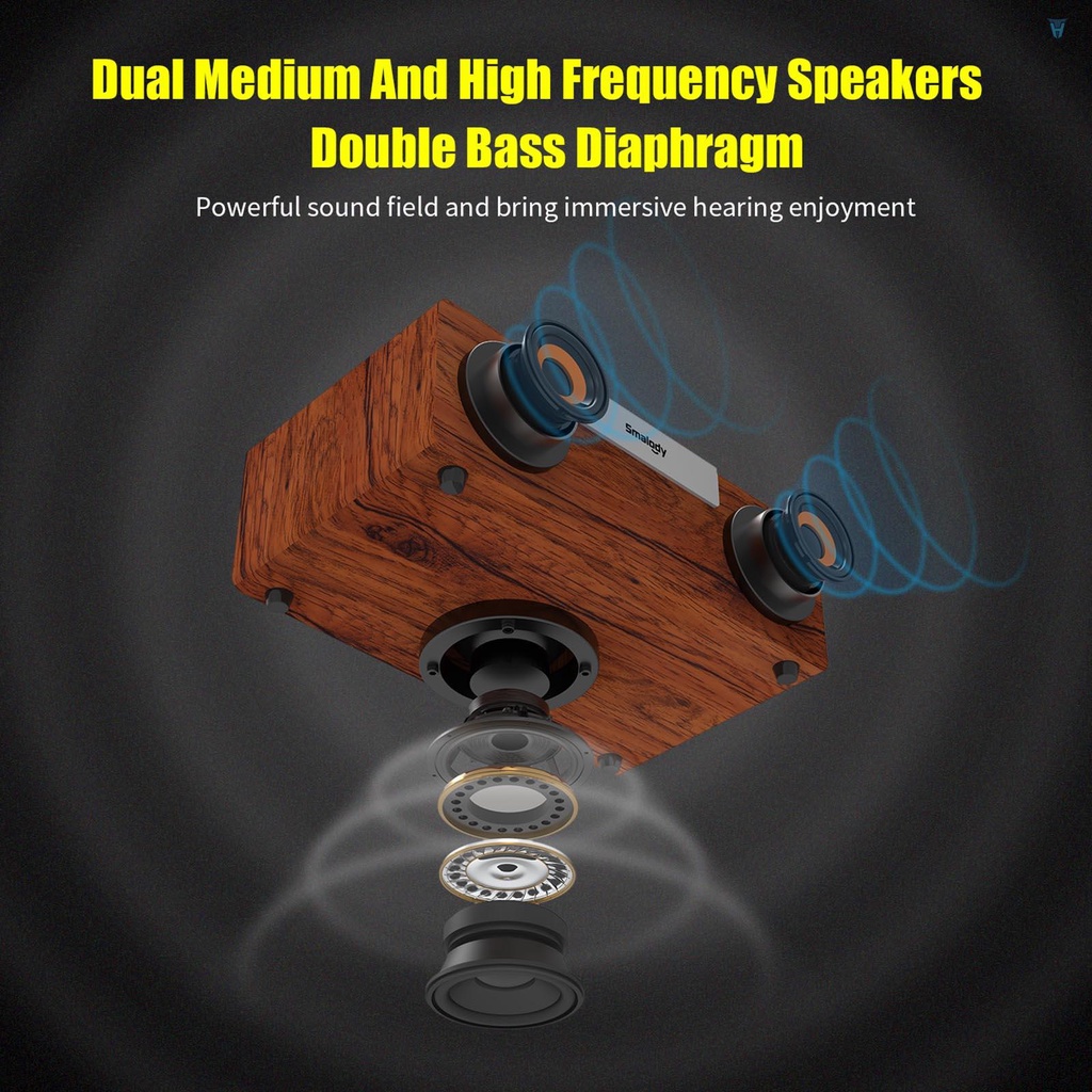 Loa Bluetooth 5.0 Không Dây Âm Thanh Siêu Trầm Và Chống Bụi Bằng Gỗ SMALODY SL-60