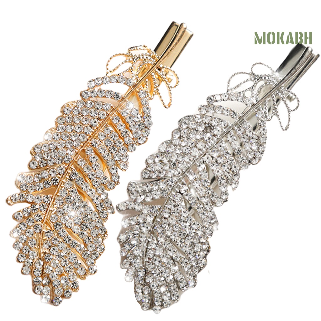 Kẹp Tóc Hình Lông Vũ Bằng Hợp Kim Có Đính Đá Lấp Lánh