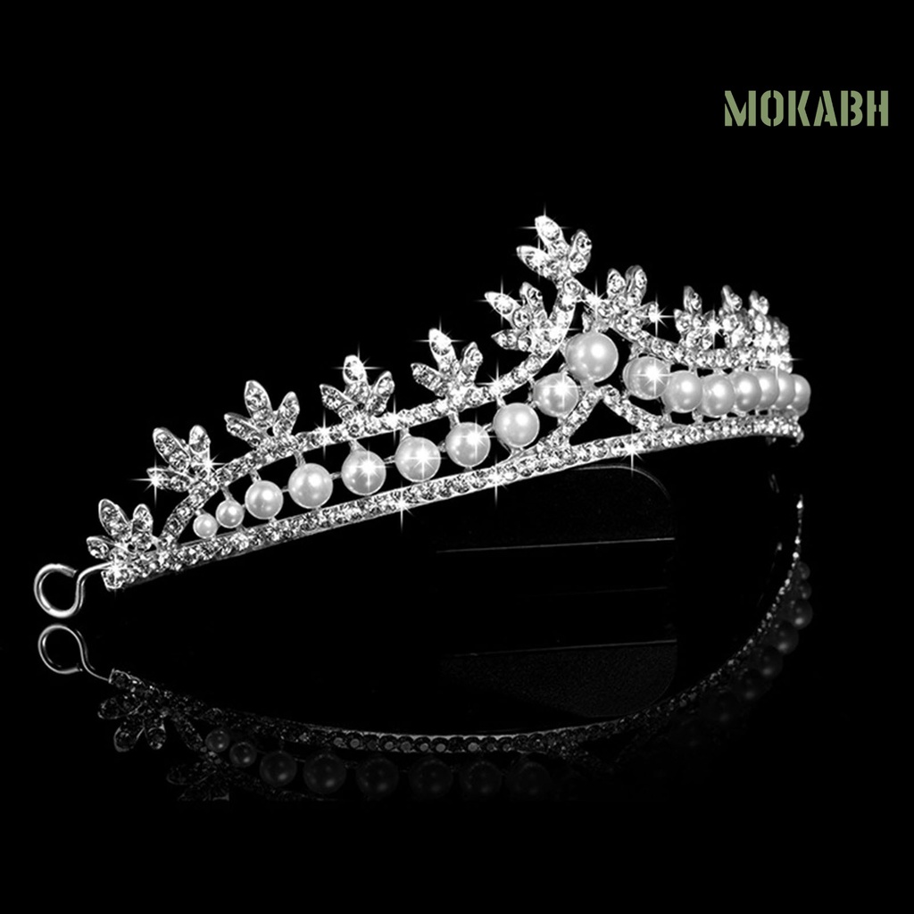 Cài Tóc Hình Vương Miện Đính Đá Và Ngọc Trai Giả Bằng Hợp Kim Thời Trang Cho Nữ