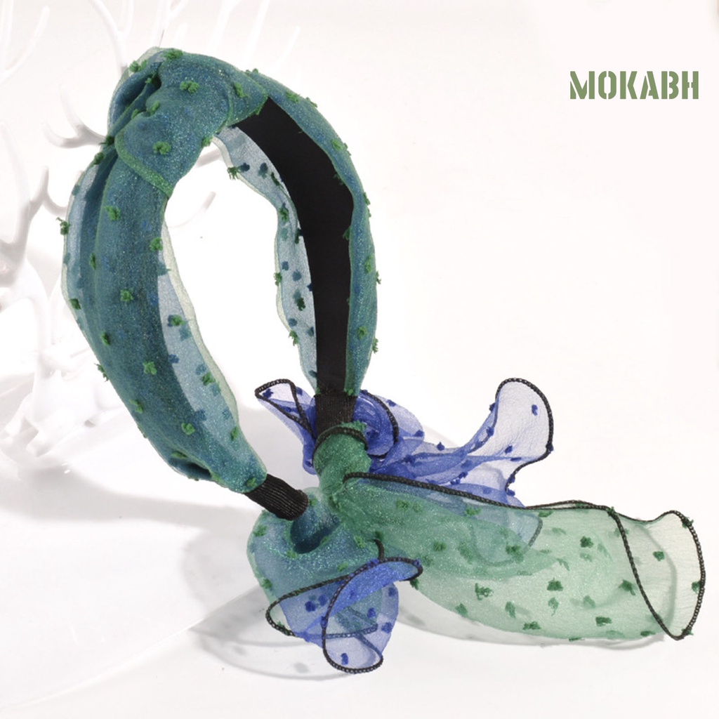 Băng Đô Vải Mềm Mại Bản Rộng Chống Trượt Màu Tương Phản Phong Cách Cổ Điển Dành Cho Bạn Nữ