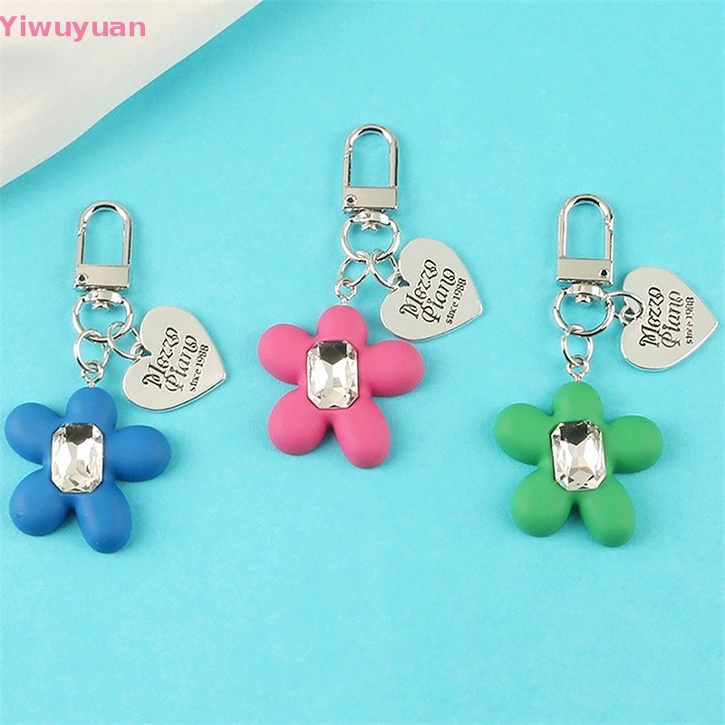 < Yiwuyuan > Móc Khóa Hình Hoa Trái Tim Đá Quý Nhiều Màu Trang Trí Ba Lô Xe Hơi Ch