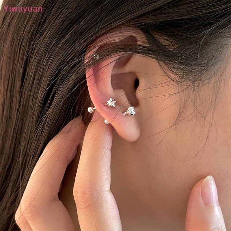 1 Đôi Khuyên Tai Xoắn Ốc Hình Trái Tim Ngôi Sao Thời Trang Mới