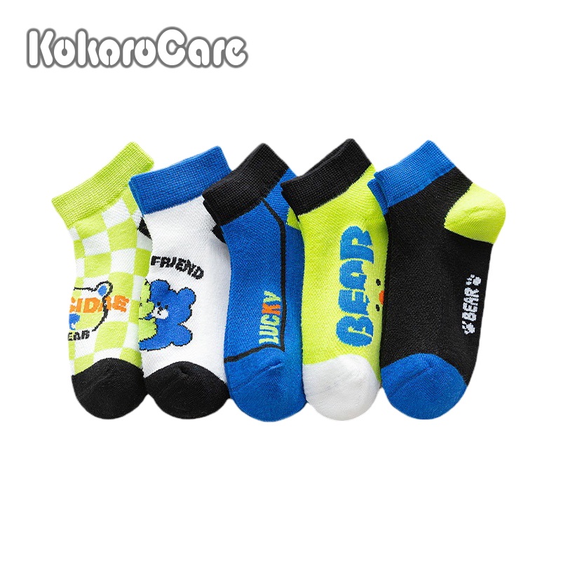 Set 5 Đôi Tất Cotton In Hình Gấu KokoroCare Xb-23 Dễ Thương Cho Bé 1-12 Tuổi