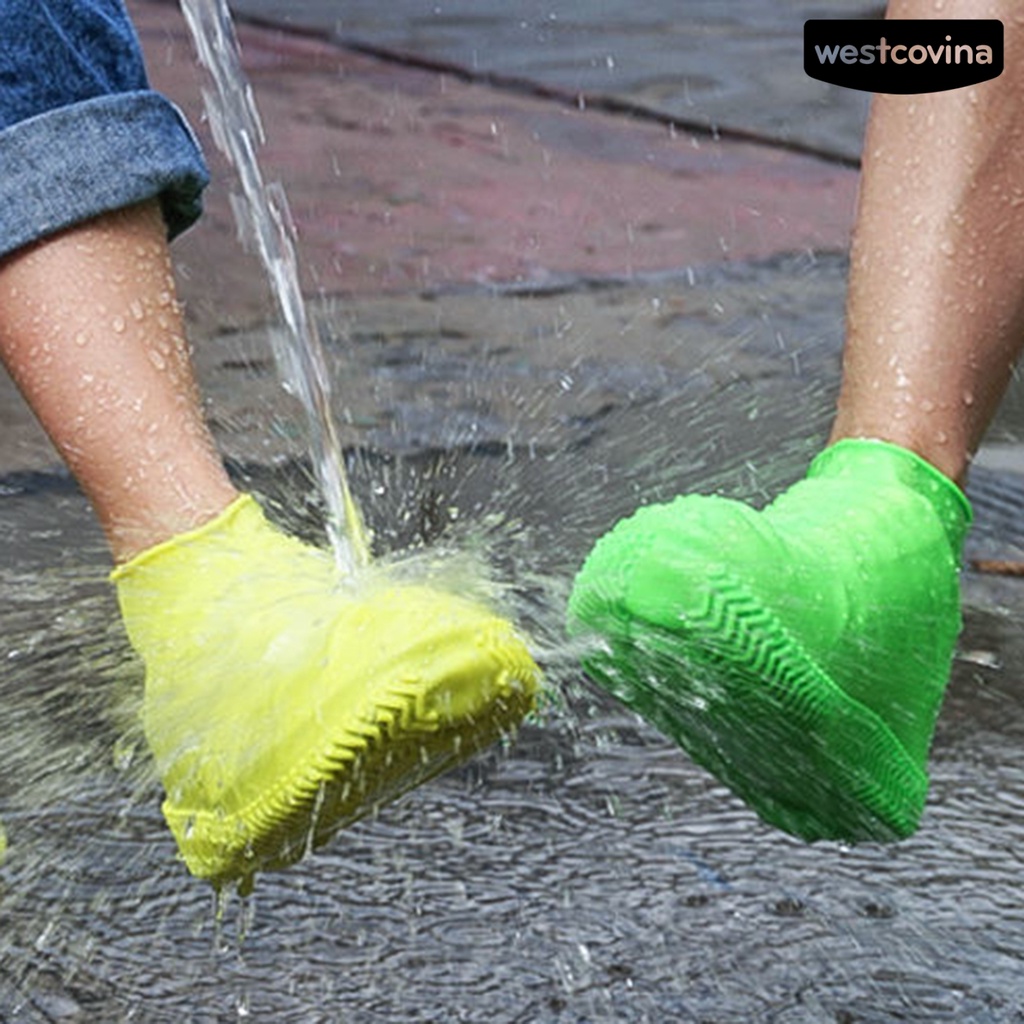 [COD]☁1 Cặp Vỏ Bọc Giày Đi Mưa Bằng Silicon Màu Trơn Chống Thấm Nước Tiện Dụng Cho Bé