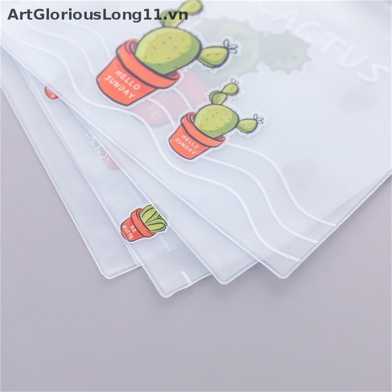 Túi Đựng Tài Liệu Bằng PVC Trong Suốt Chống Thấm Nước Hình Cây Xương Rồng Dành Cho Trẻ Em / Văn Phòng