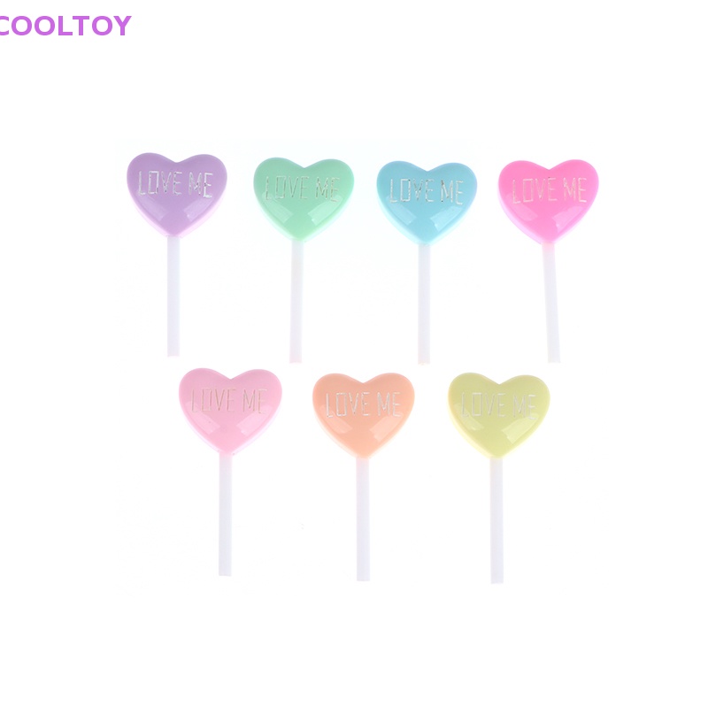 Set 10 Kẹo Mút Trái Tim Giả Bằng Resin DIY Trang Trí Ốp Điện Thoại