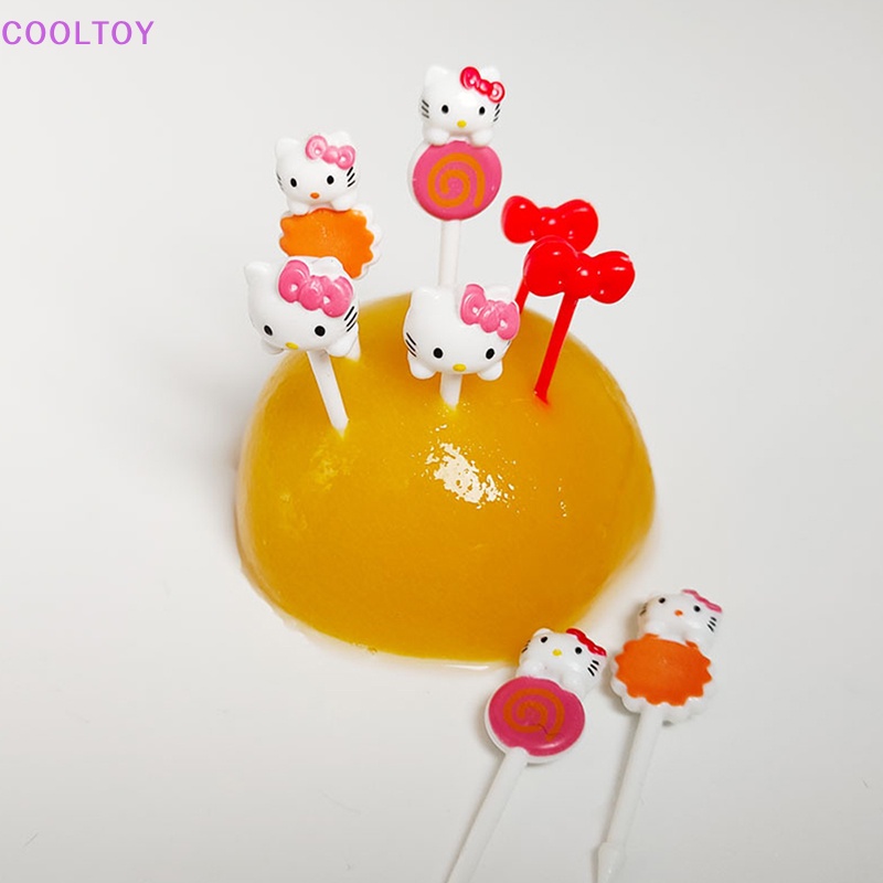 Bộ 8 Nĩa Ăn Trái Cây / Tráng Miệng Mini Họa Tiết Hoạt Hình Dễ Thương Có Thể Tái Sử Dụng Cho Bé