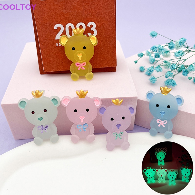 Set 2 Vương Miện Mini Dạ Quang Hình Gấu Dễ Thương Trang Trí Nhà Búp Bê