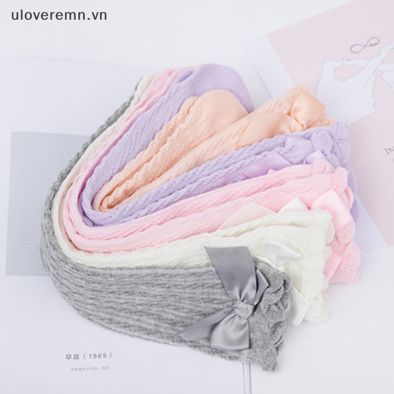 Vớ Lưới Mỏng Cao Cổ Đính Nơ Không Gót Xinh Xắn Cho Bé