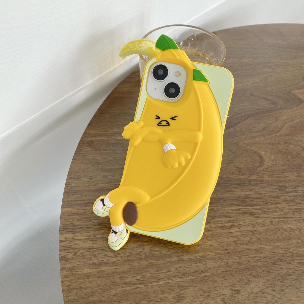 Ốp Điện Thoại Silicon TPU Mềm Hình Quả Chuối 3D Bảo Vệ Camera Chống Sốc Cho iPhone 13 12 11 14 PRO MAX