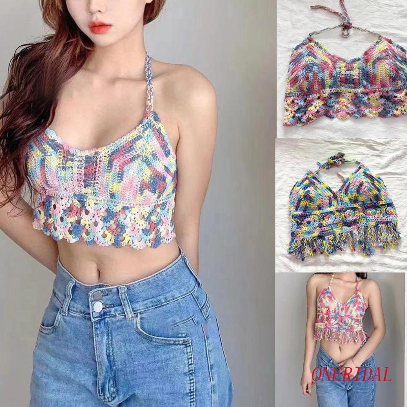 Áo Ngực Đan Len Phối Tua Rua Nhiều Màu Sắc Thời Trang Quyến Rũ Cho Nữ