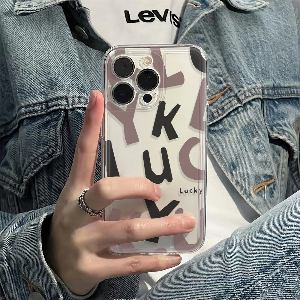 ✅Ốp Điện Thoại Mềm Chống Sốc In Chữ Đơn Giản Cho Iphone 14pro Plusluckmax6Iniphone12781311Áo Gió Ye455 YE45
