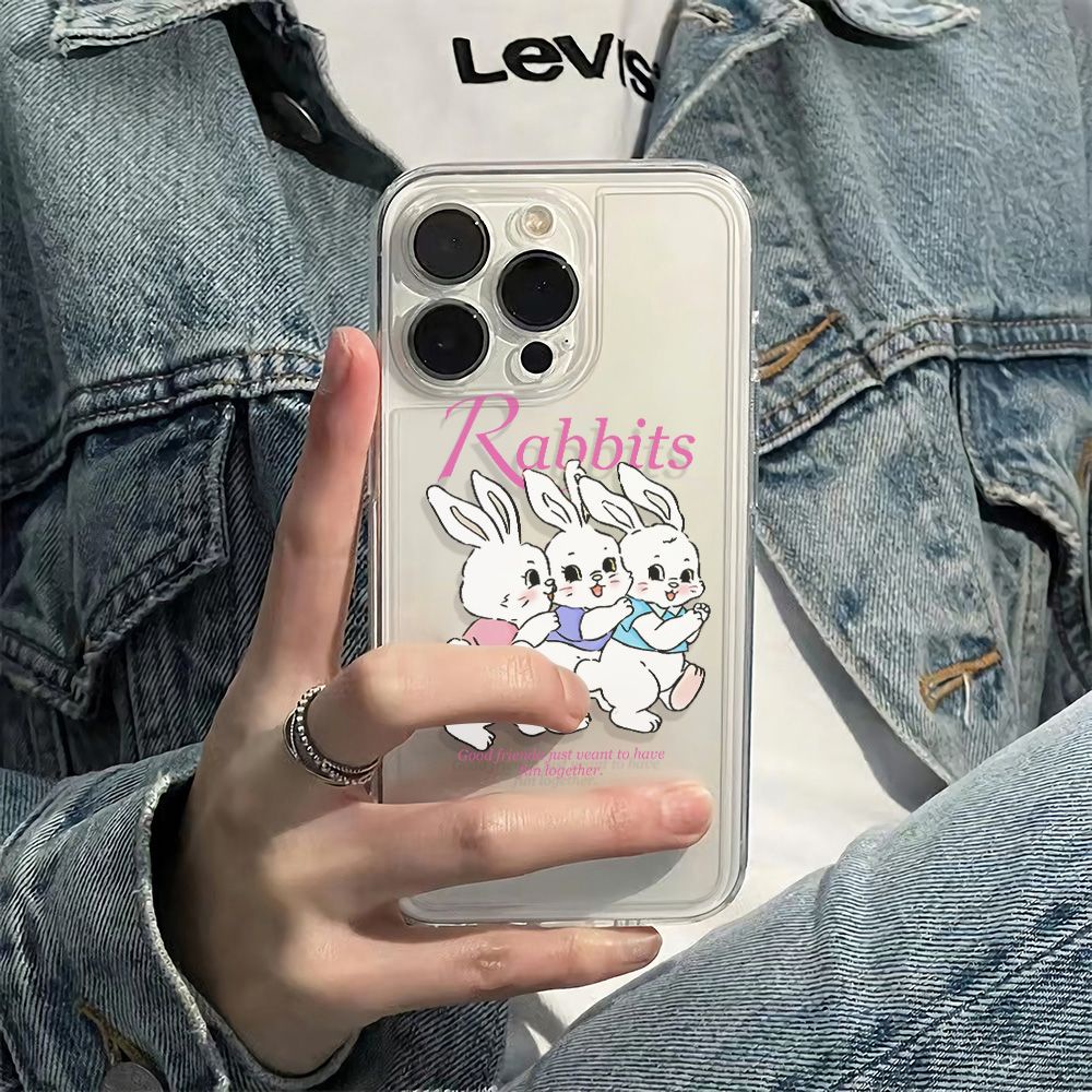 ✅Ốp Điện Thoại Mềm Chống Sốc Hình Ba Chú Thỏ Đơn Giản 6In Cho Iphone 1113maxiPhone12plus 14pro78