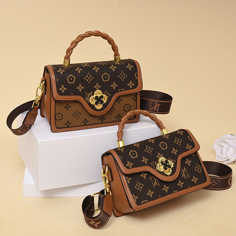 Túi Đeo Chéo Vuông Nhỏ In Họa Tiết Hình Học Màu Sắc Tương Phản Phong Cách Cổ Điển Thời Trang Cho Nữ