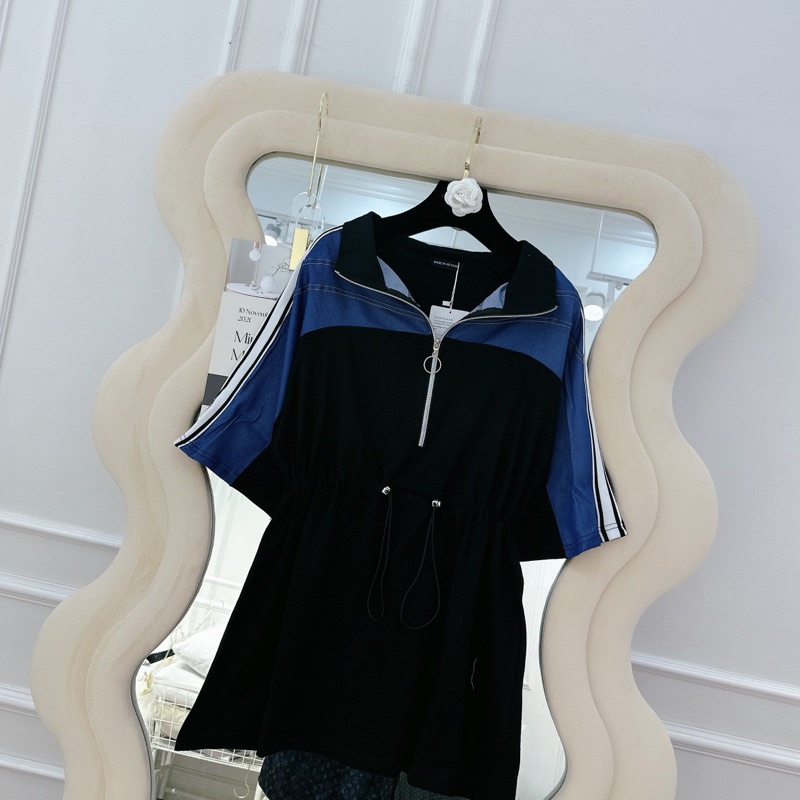 Váy đen phối bò cổ khoá chạy rót chất cotton siêu xinh