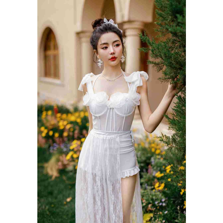 Bộ Đồ Bơi Hai Mảnh Gồm Áo Hai Dây Và Chân Váy Dài Ôm Dáng Gợi Cảm Cho Nữ