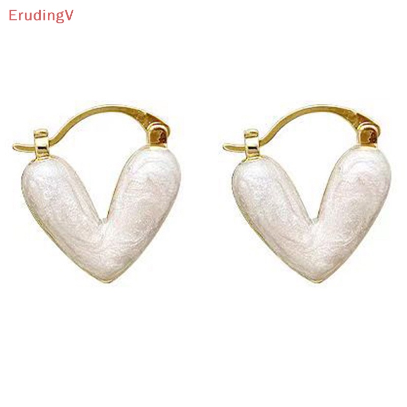 [ErudingV] 1 Đôi Bông Tai Dáng Dài Mặt Hình Trái Tim Phong Cách Pháp Thời Trang Mùa Hè Cho Nữ
