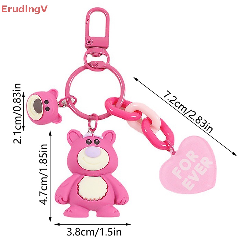 [ErudingV] Móc Khóa Hình Trái Tim Gấu Dâu Tây Đáng Yêu Dành Cho Bạn Gái [Mới]