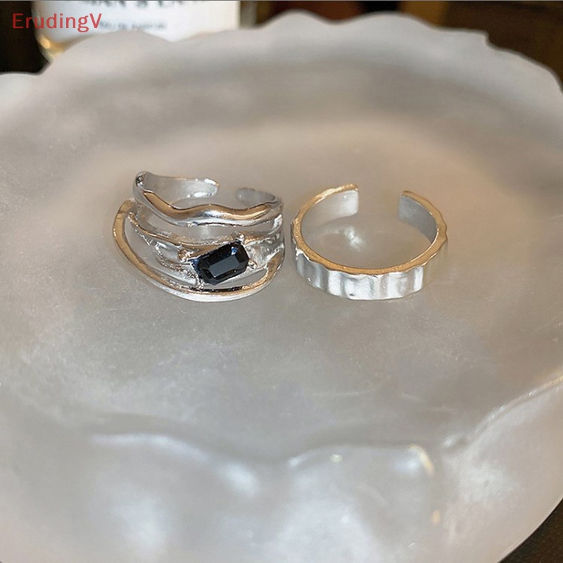 [ErudingV] Nhẫn Kim Loại Dạng Lỏng Kiểu Hình Học Rỗng Sáng Tạo Phong Cách Kroean Cho Nữ [Mới]