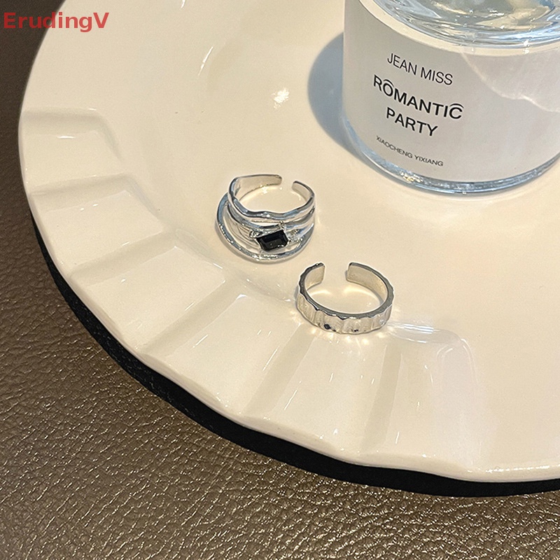 [ErudingV] Nhẫn Kim Loại Dạng Lỏng Kiểu Hình Học Rỗng Sáng Tạo Phong Cách Kroean Cho Nữ [Mới]
