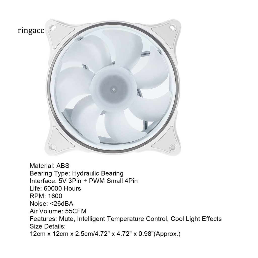Quạt Tản Nhiệt CPU RGA 5V ARGB Hiệu Ứng Ánh Sáng Tốc Độ Cao Không Trơn Điều Khiển Nhiệt Độ Không Khí Thông Minh Cho PC