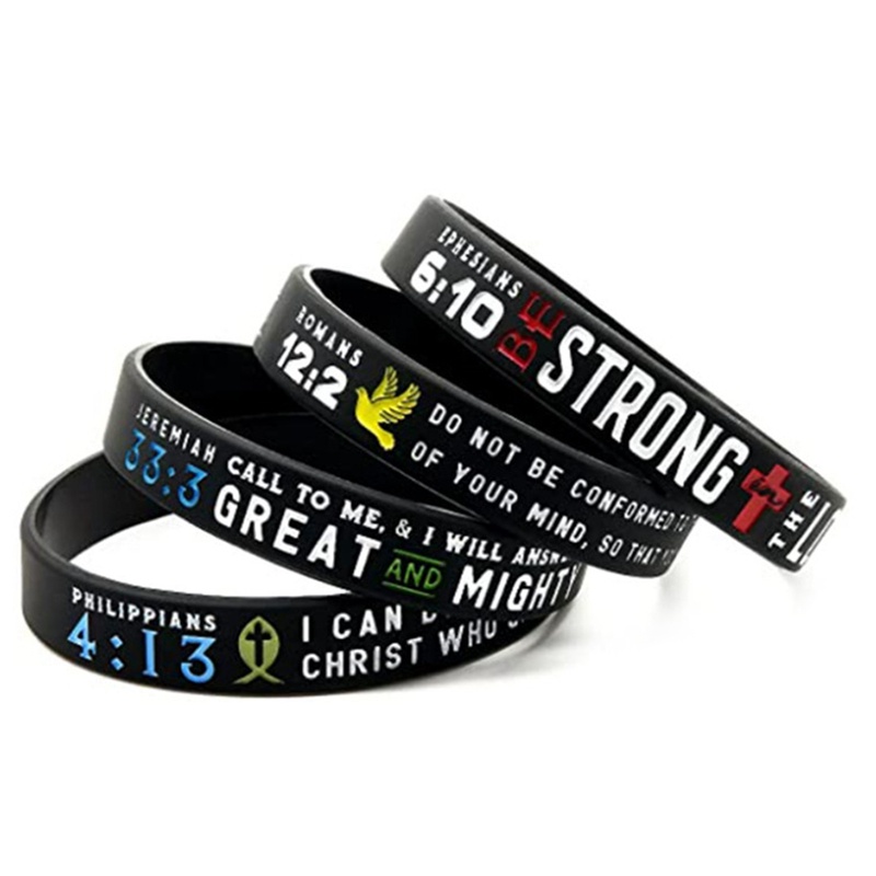 Vòng Đeo Tay Bằng Silicon Màu Đen In Chữ Power of Faith Thời Trang Cho Nam Và Nữ