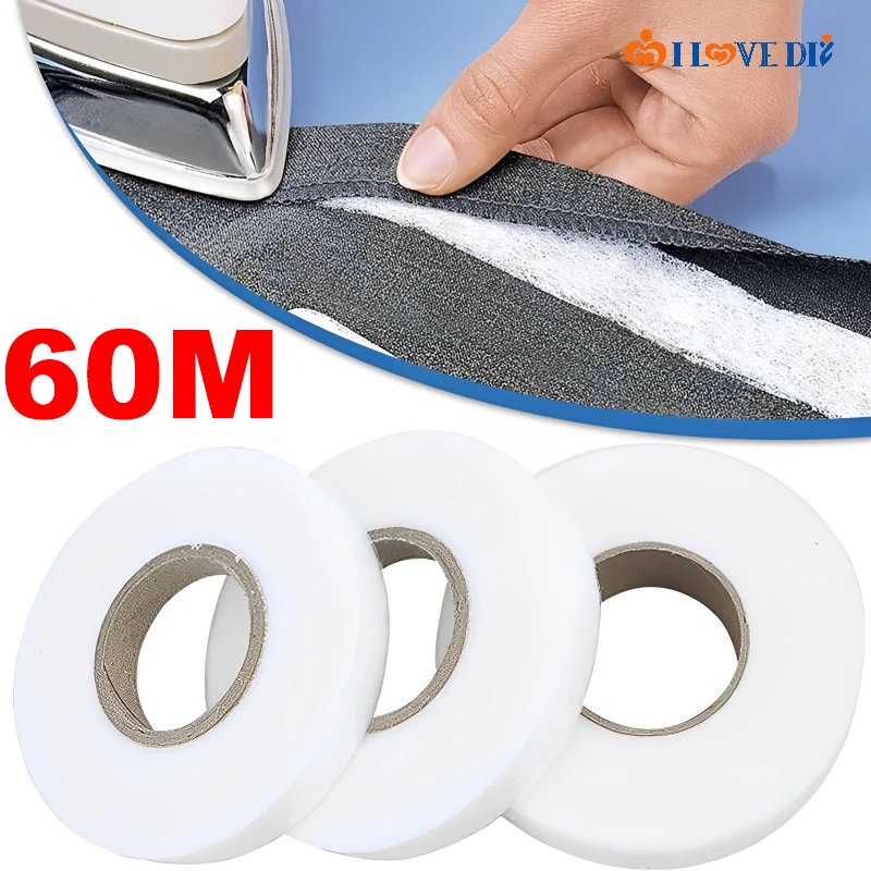 Cuộn Băng Keo Hai Mặt Màu Trắng Dài 60M Dùng Trong May Vá DIY