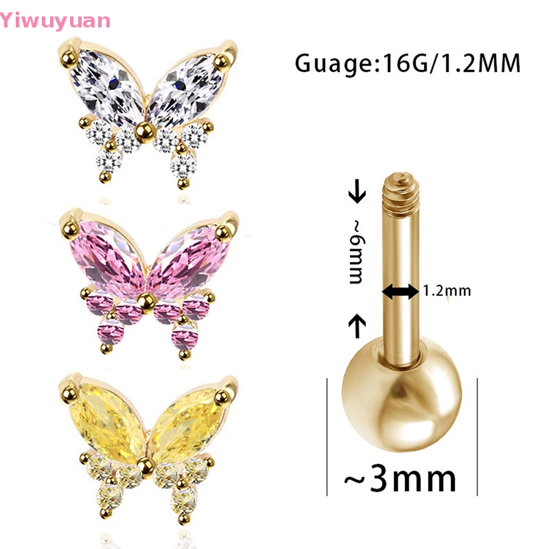 1 Khuyên Tai Xoắn Ốc Đính Đá Zircon Hình Bướm Mới
