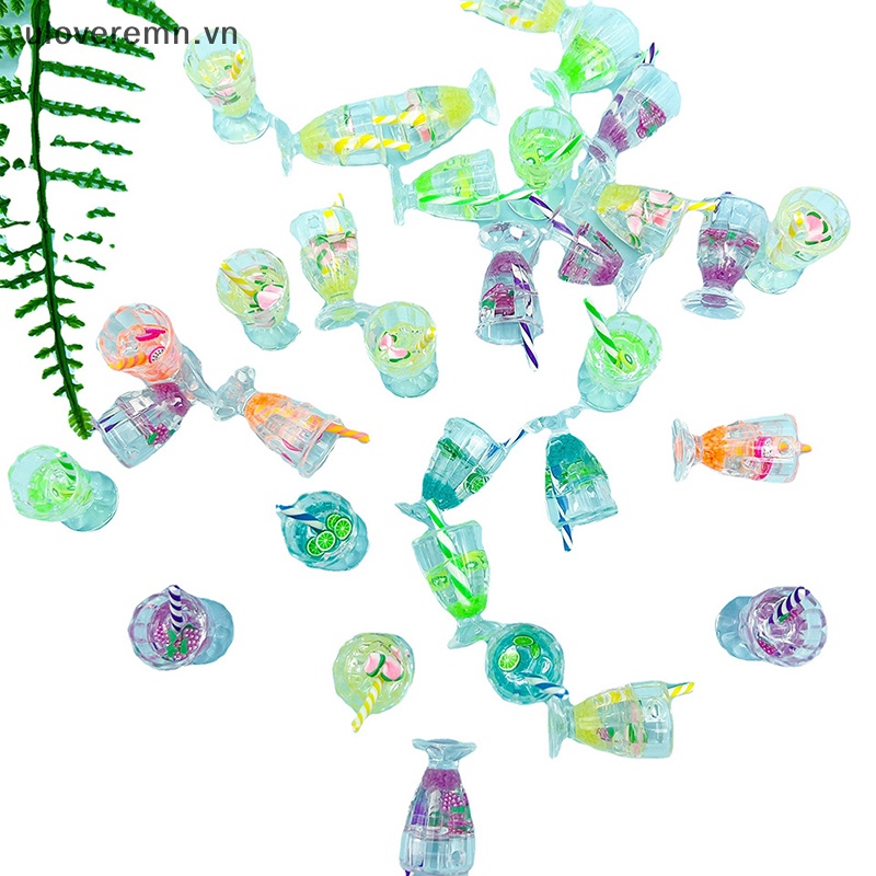 Set 2 Ly Thủy Tinh Màu Sắc Tươi Sáng Mini Bằng Nhựa Resin Trang Trí Phong Cảnh