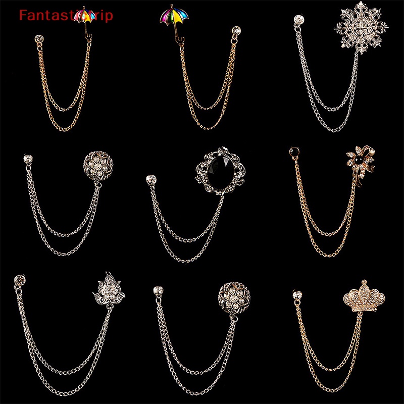 Ghim Cài Áo Hình Vương Miện Đính Pha Lê Tua Rua Thời Trang Cho Nam Nữ