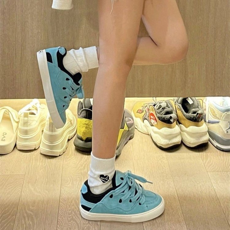 Giày Trượt Ván Đế Dày Màu Trơn Phong Cách retro Hàn Quốc Cho Nữ