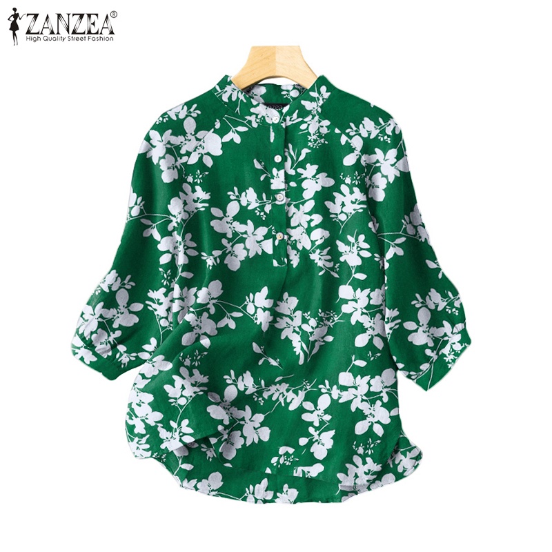 Zanzea Áo Sơ Mi Tay Lỡ 3 / 4 Họa Tiết Hoa Thời Trang Cho Nữ